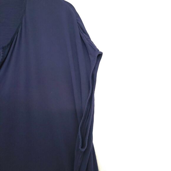 Lands End Midi Dress Size 3X Jersey Tie Waist Navy Sleeveless Split V Neck - Picture 3 of 7